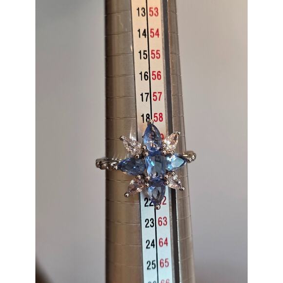 Bomb Party Nautical Starlight lab created light Sapphire rhodium plating Size 9 - Picture 2 of 8